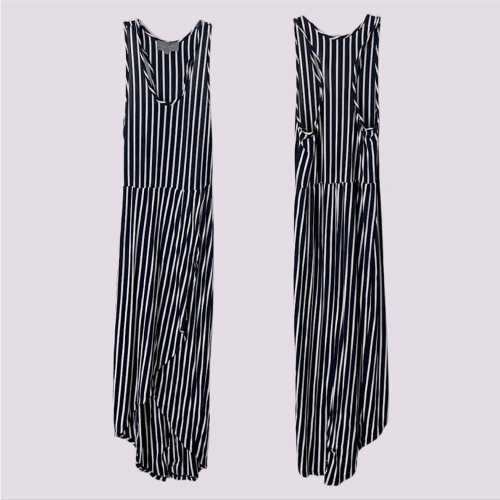 Sundays in Brooklyn by Anthropologie Navy Blue & White Striped Midi Dress